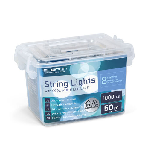 59771C • Fényfüzér - 50 m - hidegfehér - 1000 LED - 220-240V - 9W - átlátszó kábel