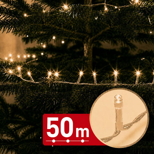 59771W • Fényfüzér - 50 m - melegfehér - 1000 LED - 220-240V - 9W - átlátszó kábel