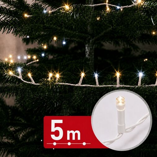 59773 • Fényfüzér - 5 m - 200 melegfehér & 50 hidegfehér LED - 100-240V - 6W - fehér kábel