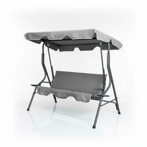 CMK5422 • Kerti hintaágy - 170 x 110 x 153 cm - szürke - pohártartóval