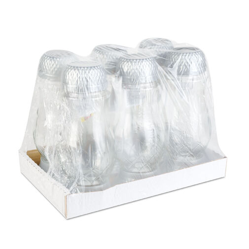 TW1022 • Napelemes üveg mécses műanyag kupakkal - 25 x 10 cm - ezüst - melegfehér LED